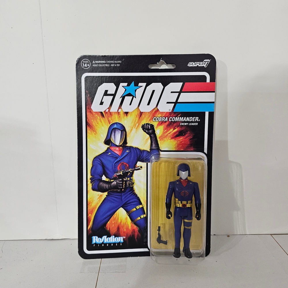 Super7 GI Joe ReAction Figure Cobra Commander Enemy Leader Blue Silver 3.75 Inch